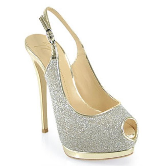 Giuseppe Zanotti Shoes - Giuseppe Zanotti Peep Toe Glitter Evening Pumps